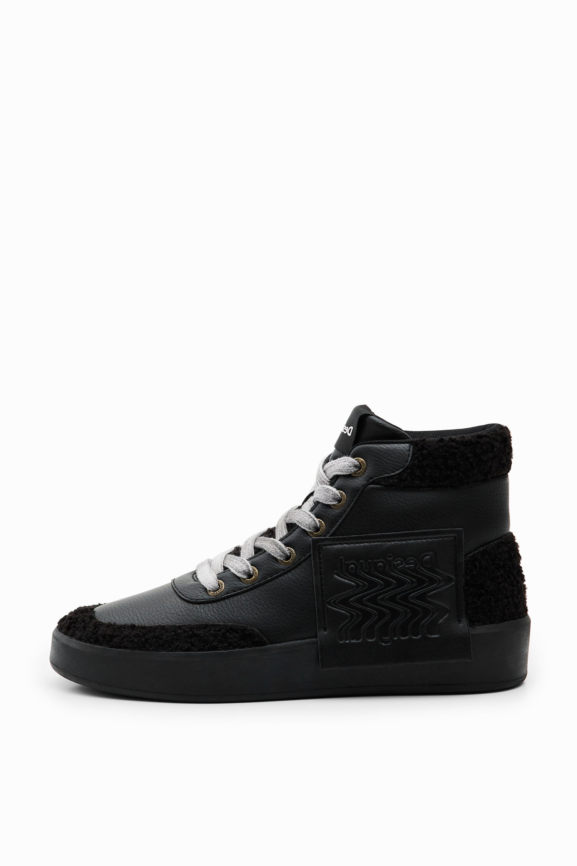 Desigual Hoge sneakers met lamsvacht - BLACK