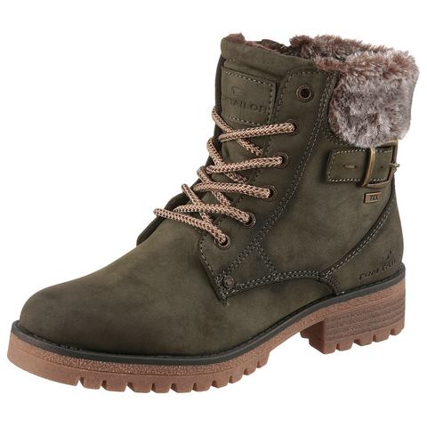 Tom Tailor Winterlaarzen blokhak, veterschoenen, winterlaarsjes, modieuze decoratieve gesp