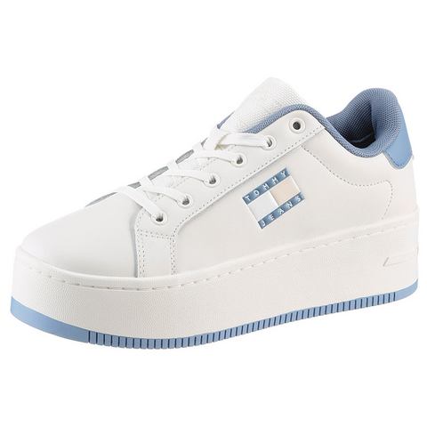 TOMMY JEANS Plateausneakers TJW FLATFORM ESS vrijetijdsschoen, halve schoen, veterschoen met gepolsterde schacht