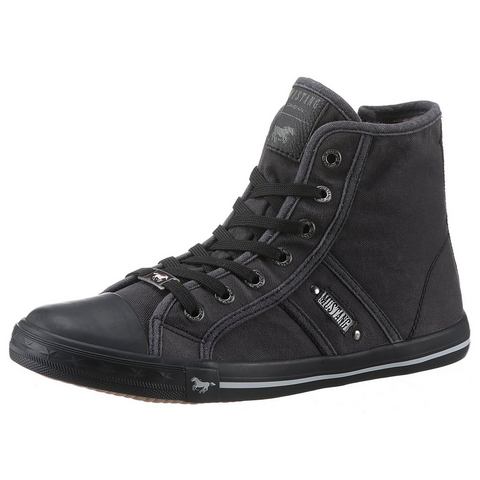 Mustang Shoes Sneakers High-Top-Sneaker, Vrijetijdsschoen high top-sneaker, veterschoen met label in de loopzool