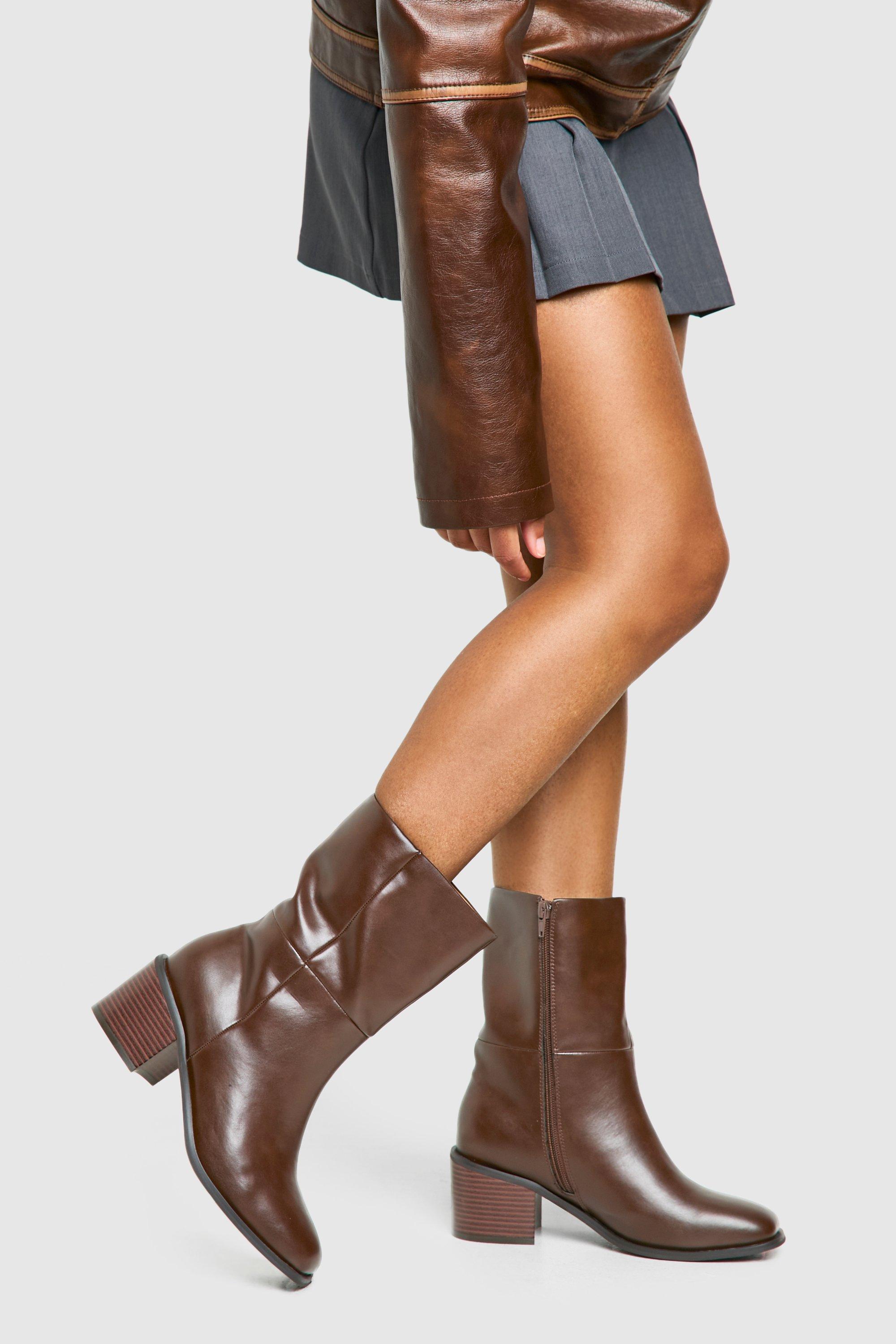 Boohoo Brede Stevige Chelsea Boots Met Panelen, Brown