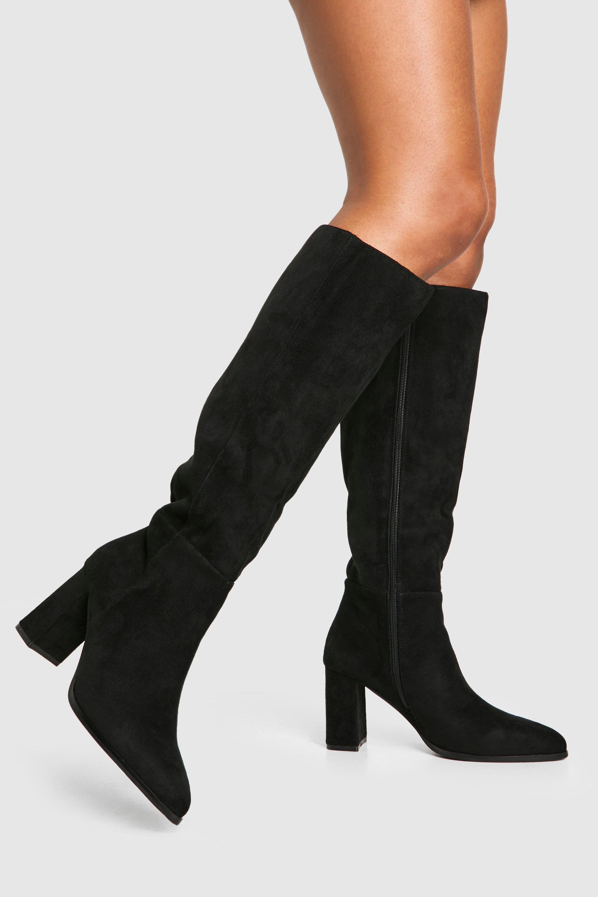 Boohoo Overknee Laarzen Met Blokhakken, Black