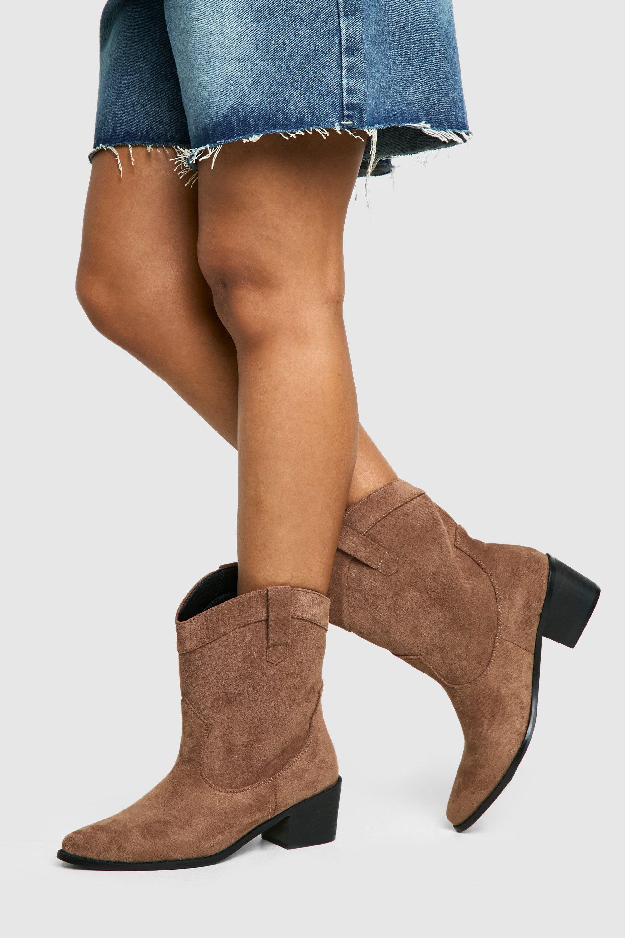 Boohoo Brede Vintage Enkel Western Enkellaarzen Met Stiksels, Brown