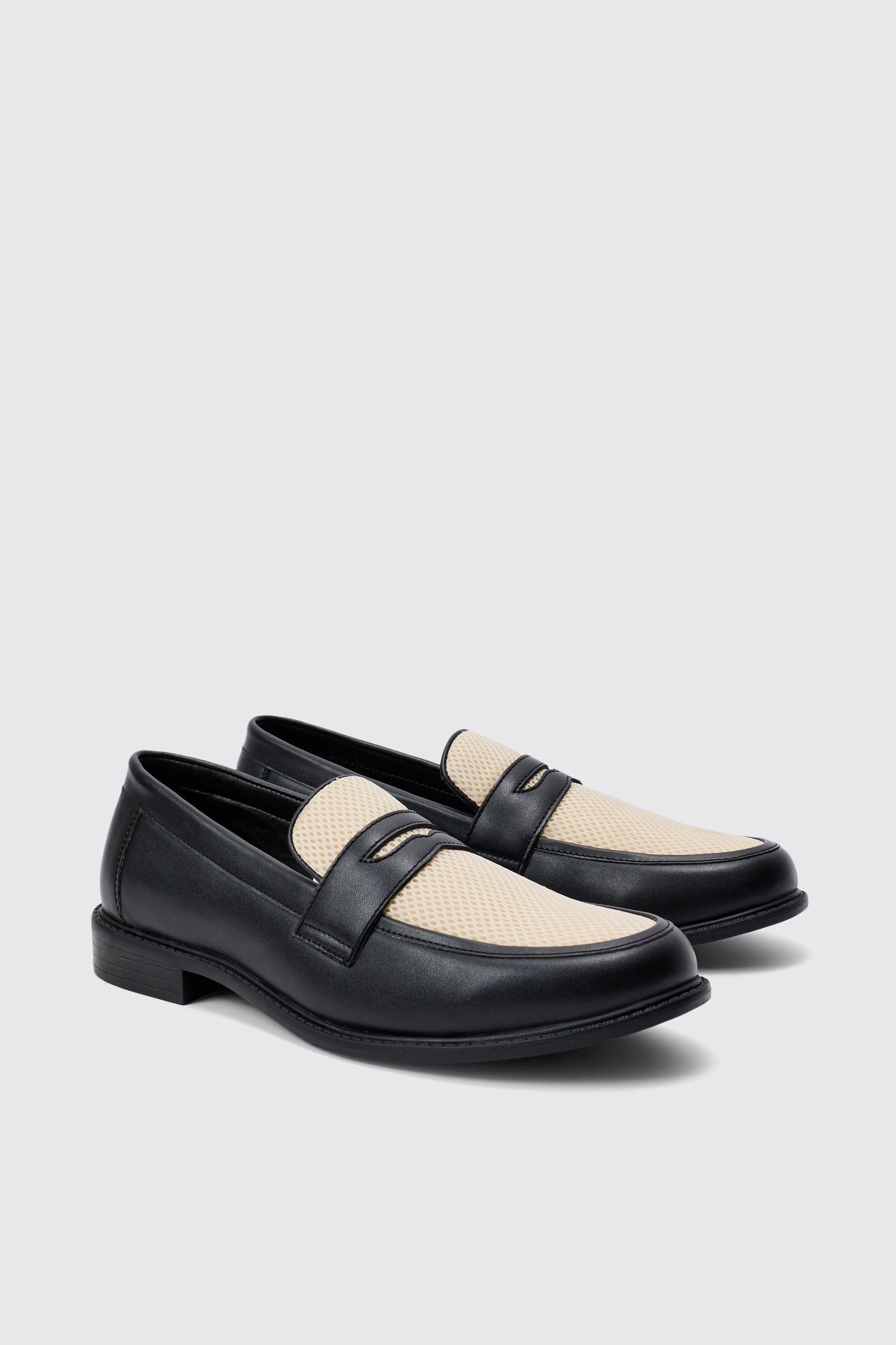 Boohoo Mesh Loafers Met Contrasterend Paneel In Zwart, Black