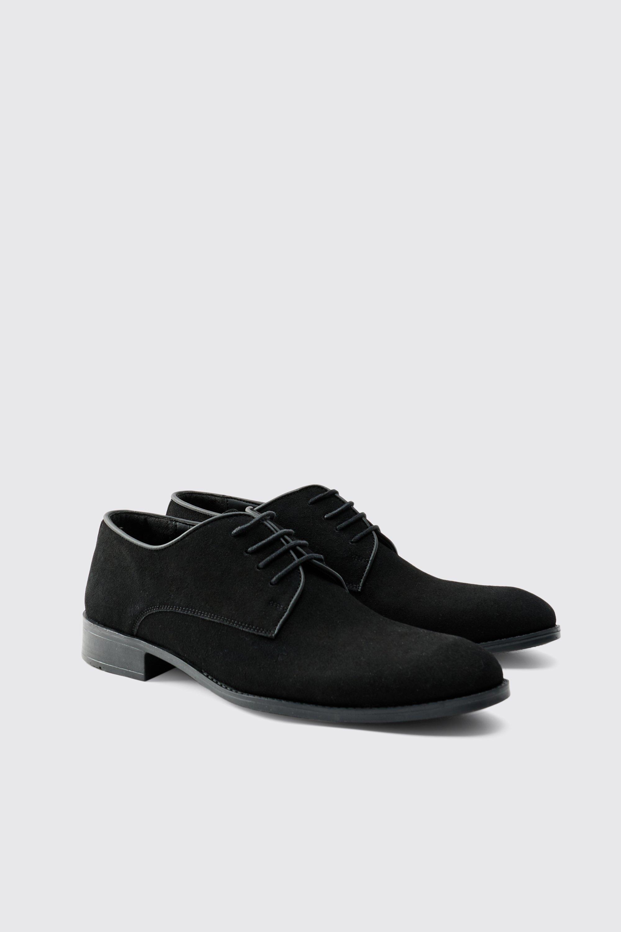 Boohoo Nep Suède Derby Schoenen, Black