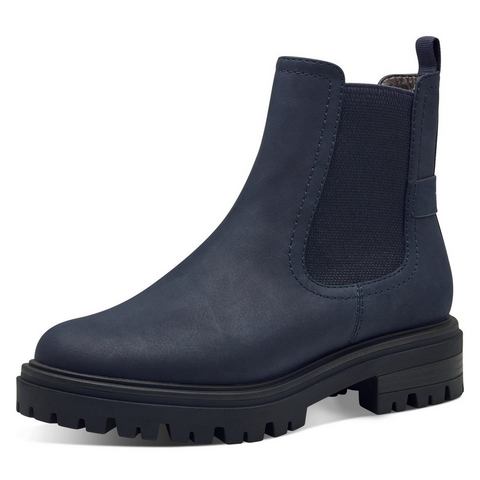 Tamaris Chelsea-boots blokhak, enkellaars, laarzen met textielband aan de hiel