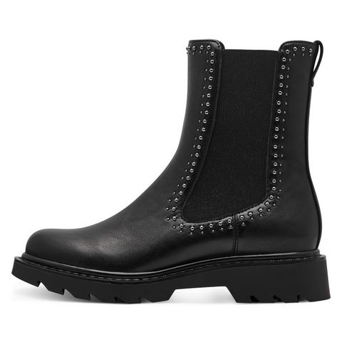 Tamaris Chelsea-boots blokhak, enkellaars, bikerboots bezet met glanzende studs