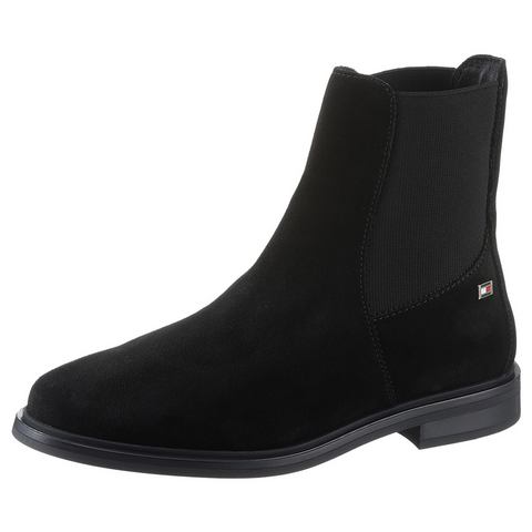 Tommy Hilfiger Chelsea-boots FLAG SUEDE LOW CHELSEA blokhak, business schoen, enkellaars met zijlogo-vlag