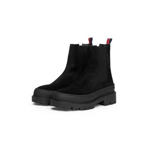 TOMMY JEANS Chelsea-boots TJW FOXING CHELSEA SUEDE blokhak, instap laarzen, enkellaars met kleurrijke aantrekloop