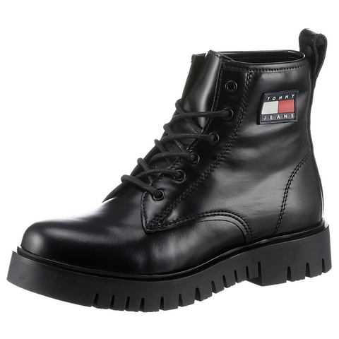 TOMMY JEANS Veterschoenen TJW LACE UP BOOT blokhak, plateau, veterschoen, chunky boots, logo-applicatie