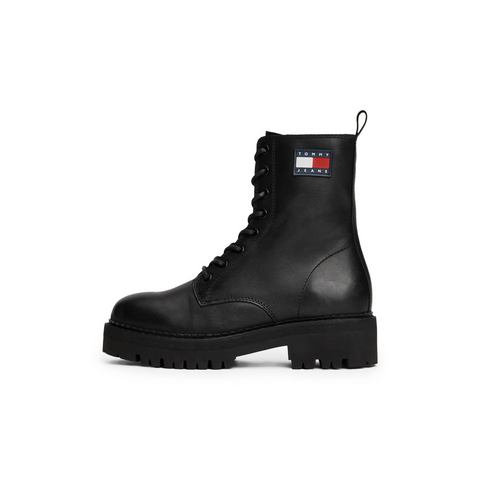 TOMMY JEANS Veterschoenen TJW URBAN LACE UP BOOT blokhak, veterschoen, chunky boots, zijlogo-vlag