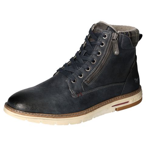 Mustang Shoes Winterlaarzen , veterschoenen, casual enkellaars met geruite inzet aan de schacht