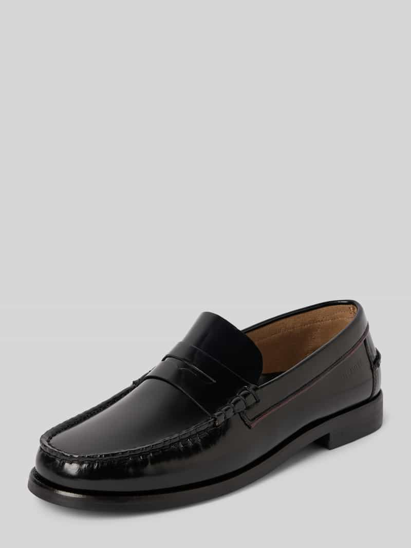 Tommy Hilfiger Instappers CLASSIC HILFIGER LEATHER LOAFER , blokhak, zakelijke mode, feestmode met mokassinnaad