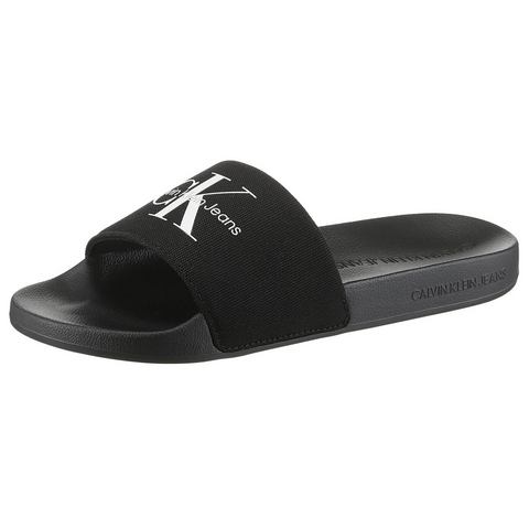 Calvin Klein Badslippers SLIDE MONOGRAM zomerschoen, slippers, pool slides, strandschoen met logo-opschrift