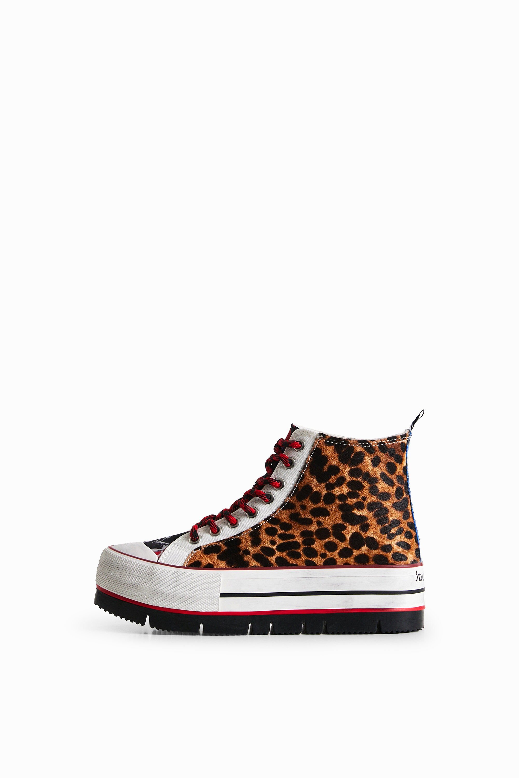 Desigual Hoge sneakers met plateauzool en dierenprint - MATERIAL FINISHES