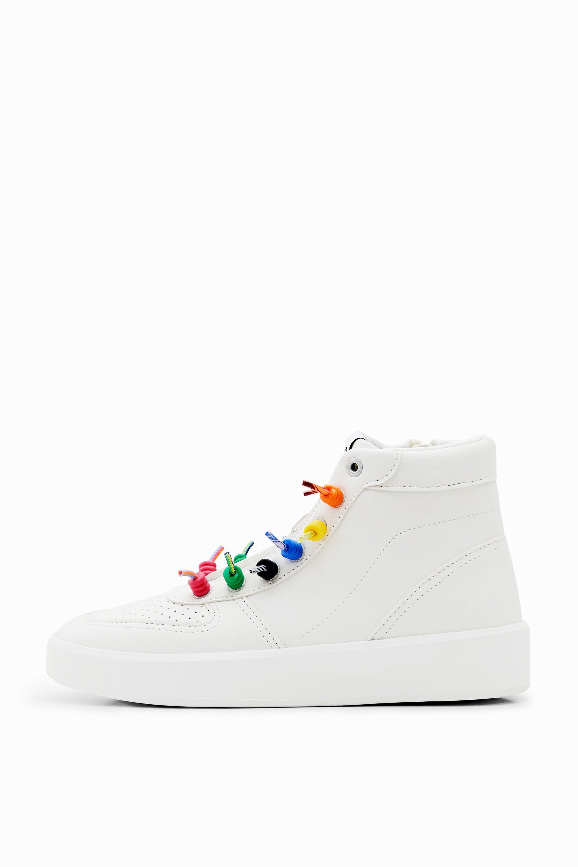 Desigual Hoge sneakers met regenboogveters - WHITE