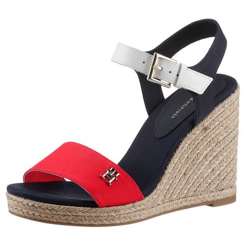 Tommy Hilfiger Sleehaksandaaltjes STRIPES WEDGE SANDAL zomerschoen, sandaal, keilhak, met verstelbare bandjes