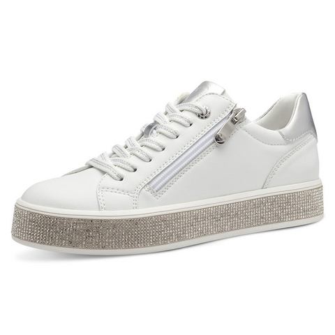 Marco Tozzi Plateausneakers vrijetijdsschoen, lage schoen, veterschoen met contrast bies