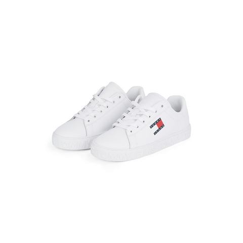 TOMMY JEANS Plateausneakers TJW LOGO OUTSOLE SNEAKER ESS vrijetijdsschoen, lage schoen, veterschoen met zijlogo-vlag