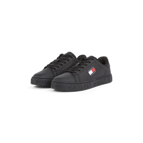 TOMMY JEANS Plateausneakers TJW LOGO OUTSOLE SNEAKER ESS vrijetijdsschoen, lage schoen, veterschoen met zijlogo-vlag