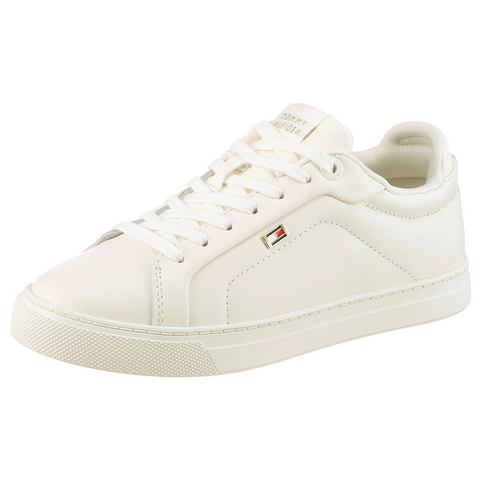 Tommy Hilfiger Plateausneakers WOMENS ICON COURT SNEAKER FLAG freizeitschoen, veterschoen, lage schoen met gevoerde schacht