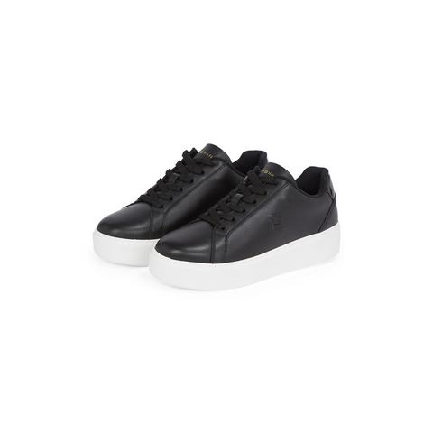 Tommy Hilfiger Plateausneakers TH PLATFORM COURT SNEAKER , vrijetijdsschoen, lage schoen, veterschoen, contrastafwerking aan de hak