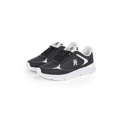 Tommy Hilfiger Sneakers met sleehak CASUAL FASHION RUNNER LTHR vrijetijdsschoen, lage schoen, veterschoen met contrast bies