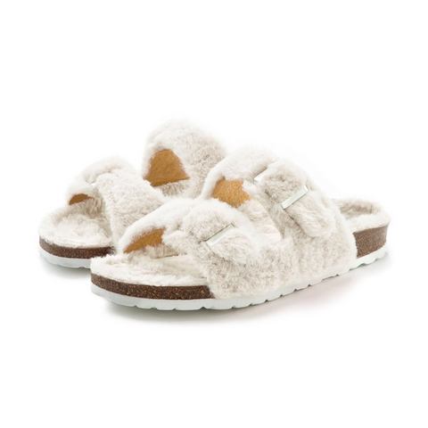 Vivance Pantoffels Pantoffel, Pluche Pantoffels met knuffelig, warm faux fur, kurkvoetbed, pantoffel, slipper