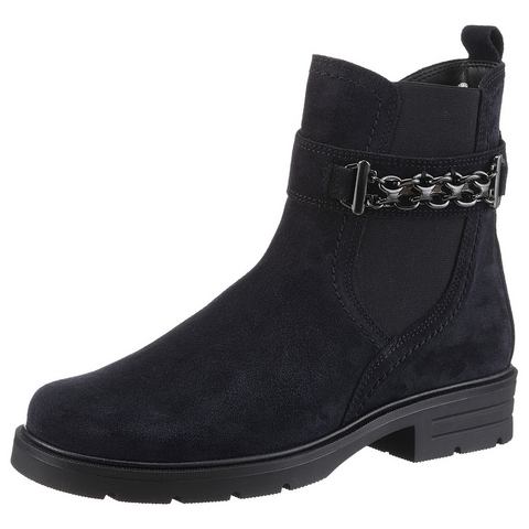 Gabor Chelsea-boots blokhak, herfstmode, enkellaars met decoratieve ketting aan de schacht