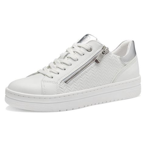 Marco Tozzi Plateausneakers vrijetijdsschoen, lage schoen, veterschoen met reliëf