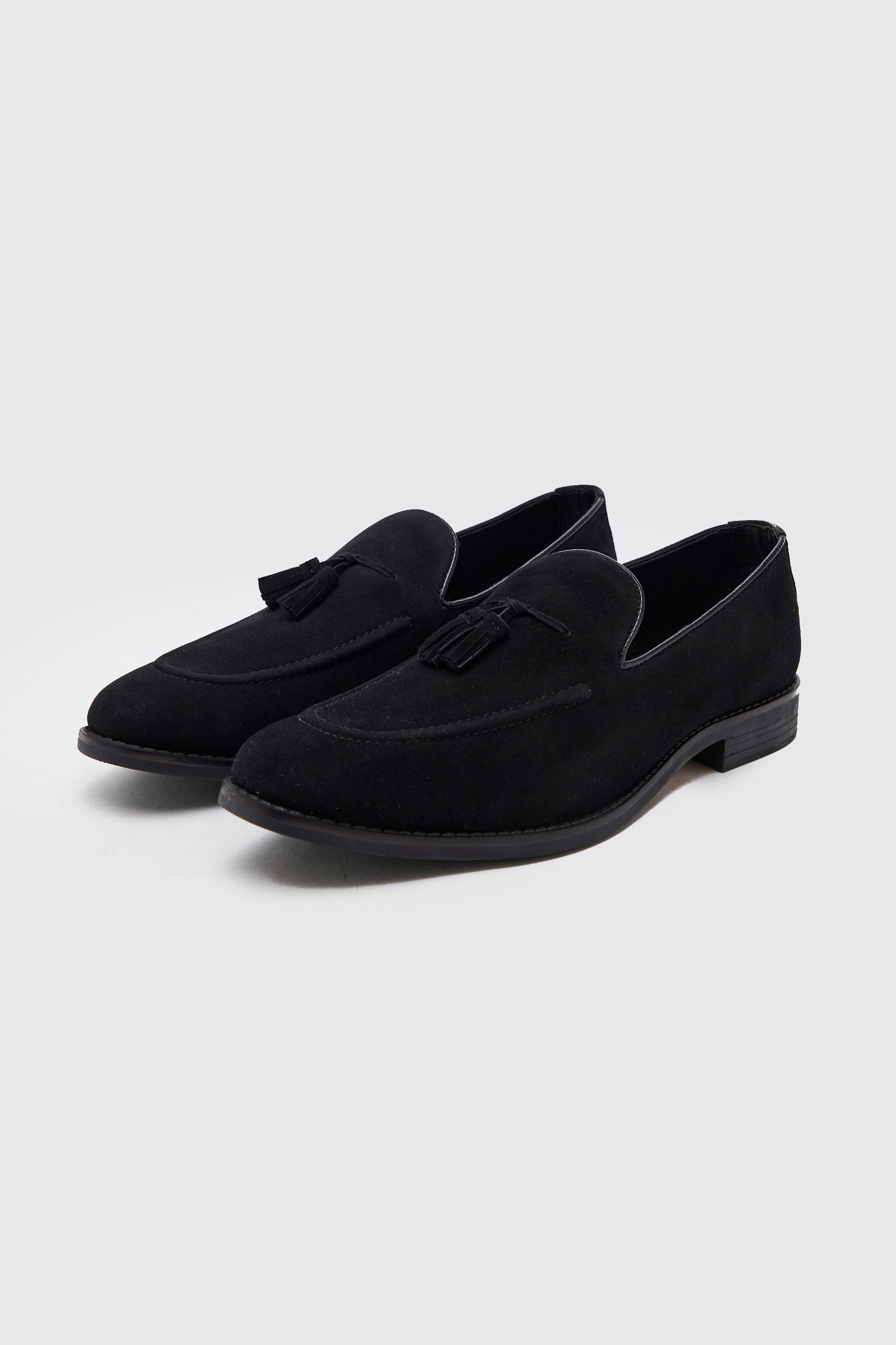 Boohoo Faux Suède Loafers Met Kwastjes, Black