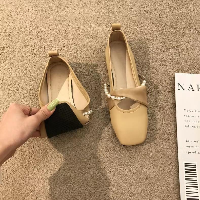 Umsif Mary Jane-schoenen voor dames, lichtgewicht ballerina's, platte schoenen met vierkante neus, enkelbandjes en comfortabele schoenen met antislip-wandelschoenen voor dames 35 kaki