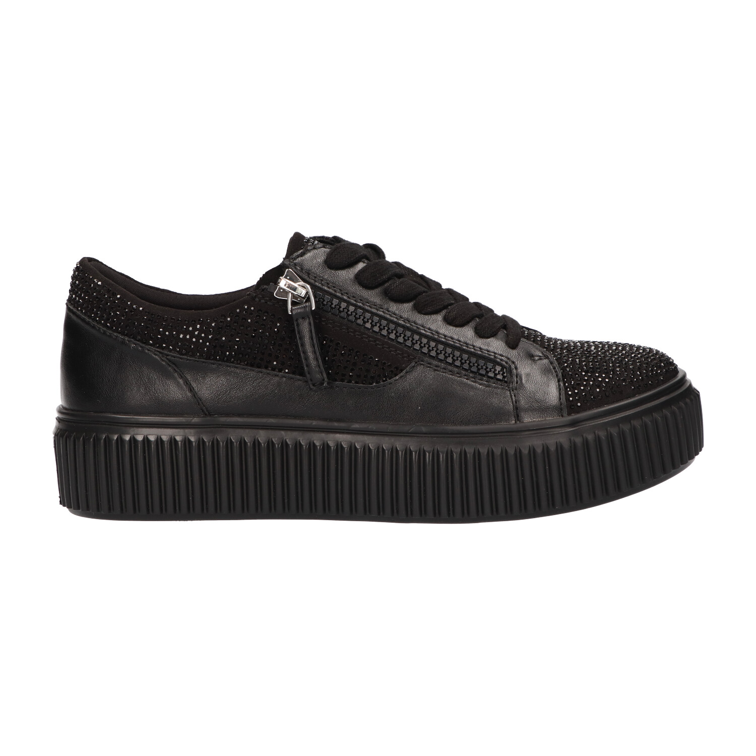 La strada sneakers zwart met steentjes
