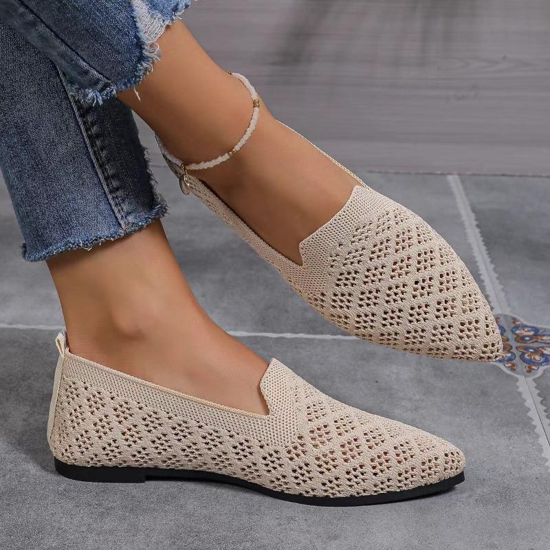 Tread Trend Zomer Mesh Stoffen Ademende Flats Damesschoenen Ventilerend Kant Vrijetijdsschoenen Mom Schoenen Comfort Casual Licht Sneakers 36 beige