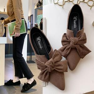 Azmnsn Vrouwen Bow Flats Schoenen Snoep Kleur Instapper Platte Schoenen Ballet Flats Dames Schoenen 35 zwart