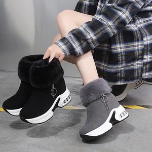 Cloudy and sunny days Winter Dames Warme Sneakers Platform Snowboots Enkellaarsjes Vrouwelijke Causale Schoenen Enkellaarsjes voor Dames Zip Dames Laarzen 35 zwart