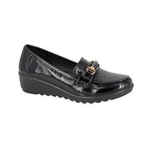Boulevard Dames/Dames Glanzend Patent PU Zadelafwerking Wedge 5 UK zwart