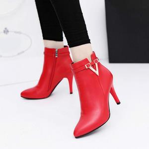 Best Shoe Boutique Dwayne Lente Herfst Stiletto Dunne Hoge Hakken Puntige Neus Kunstleer Rits Stijl Sexy Enkel Dames Laarzen Botas de mujer erf5 4 grijze kleur