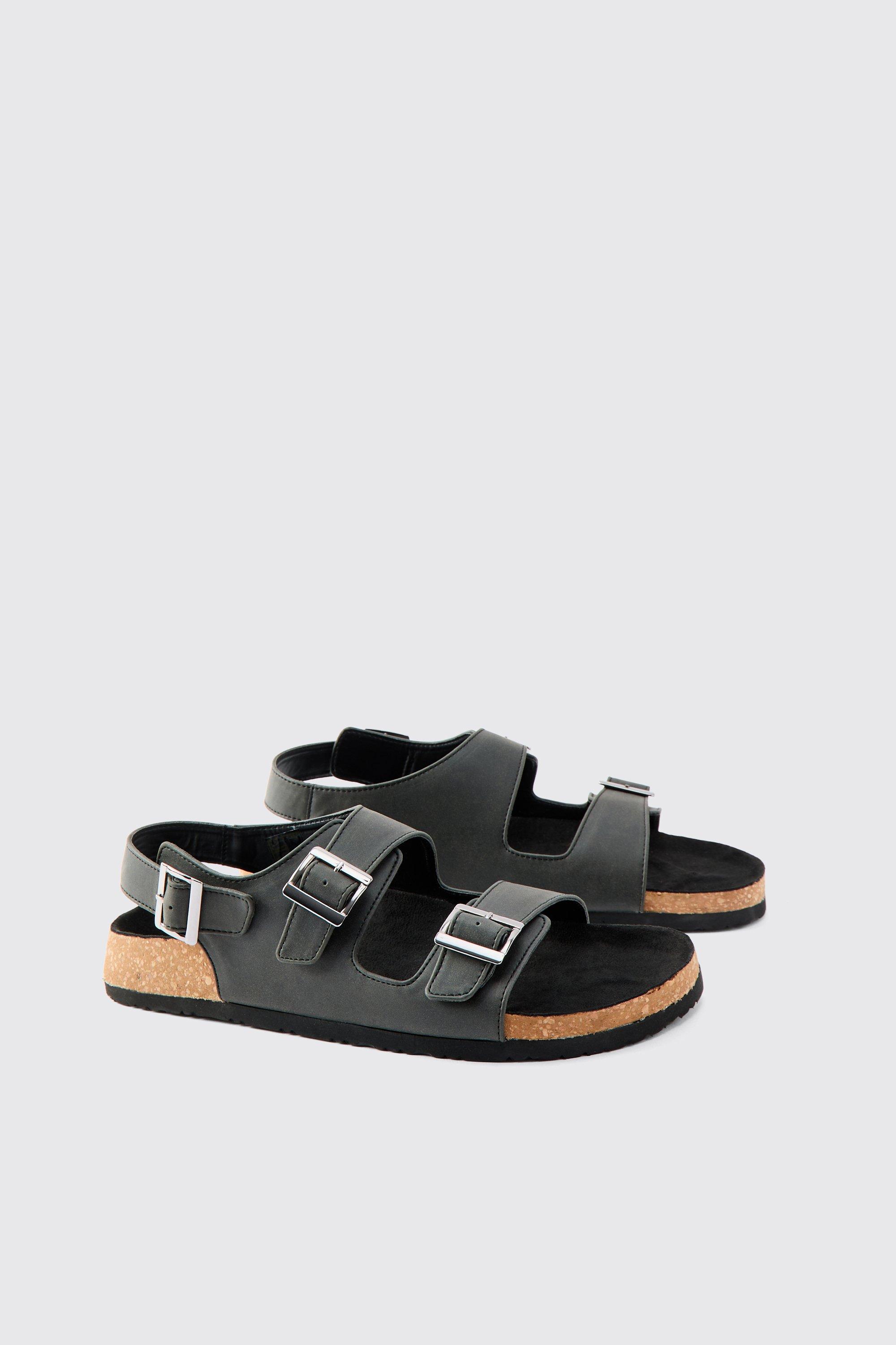 Boohoo Sandalen Met Dubbele Bandjes En Gesp, Black