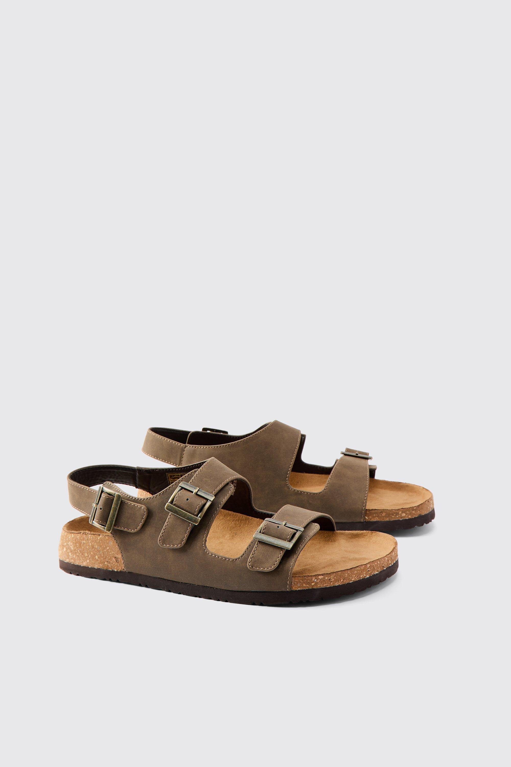 Boohoo Sandalen Met Dubbele Bandjes En Gesp, Olive