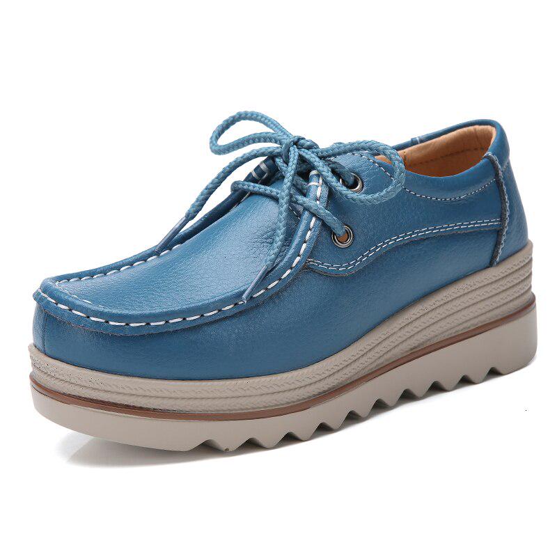 ET40YY Damesplatformsneakers Echt lederen schoenen Vrijetijdsschoenen Dames Dikke zool Platte comfortloafers 35 zwart