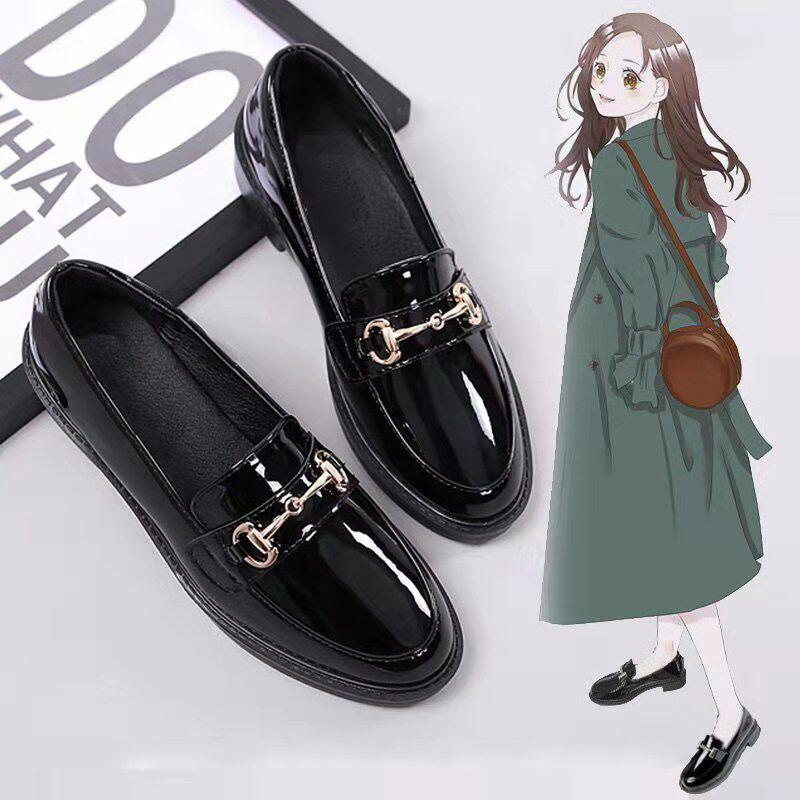 Shoes Arena Britse damesschoenen met platte leren hak, maten 35-43: Veelzijdige mode 41 Doudou Tangxin 40