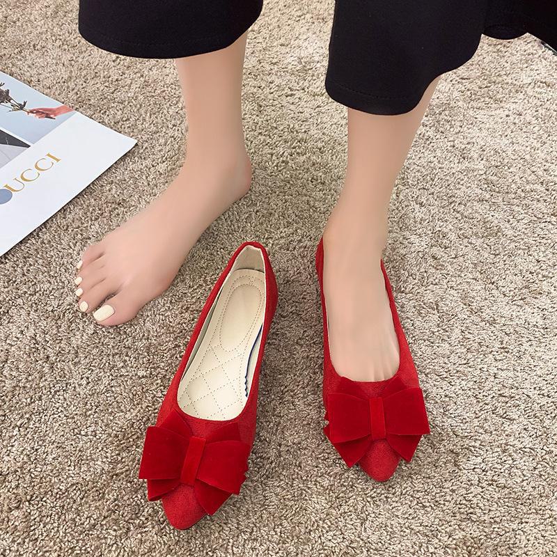 Shoes Arena Damesschoenen met strik en puntige neus - Modieus, grote maat, ondiepe mond, perfect voor werk of bruiloften (2023) Size 35 donkergroene kleur