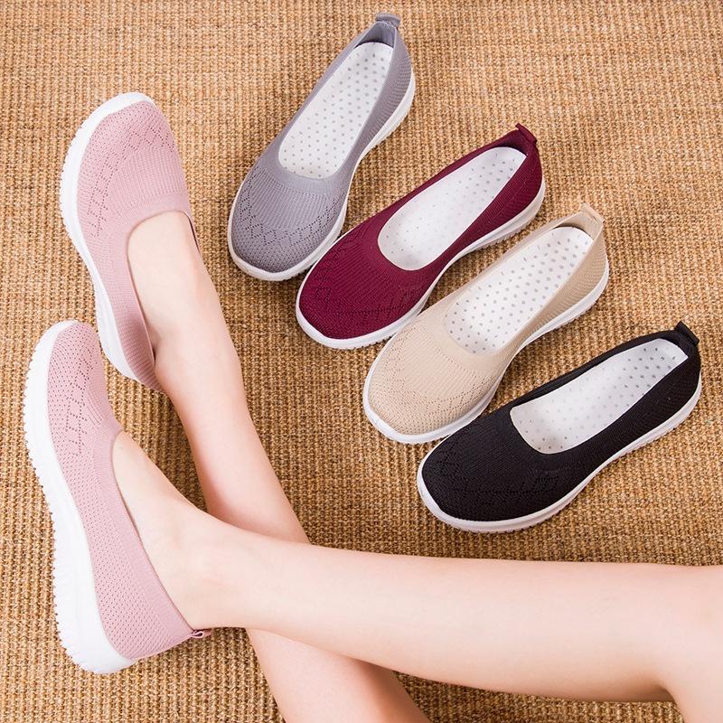 FashionLane Dames casual wandelschoenen ademende instappers lichtgewicht comfort flats 35 zwart