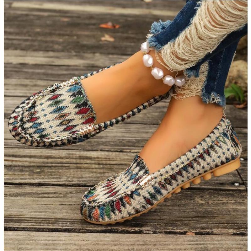 Shoe Gallery Dames stoffen antislip platte schoenen ronde neus ademende instappers luie schoenen wandelen gevulkaniseerde schoenen ondiepe mond sneaker 38