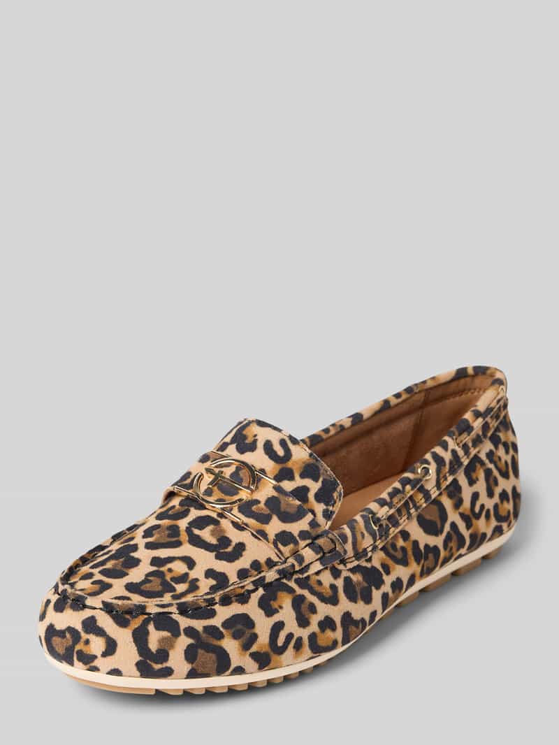 Tamaris Loafers van leer met labeldetails