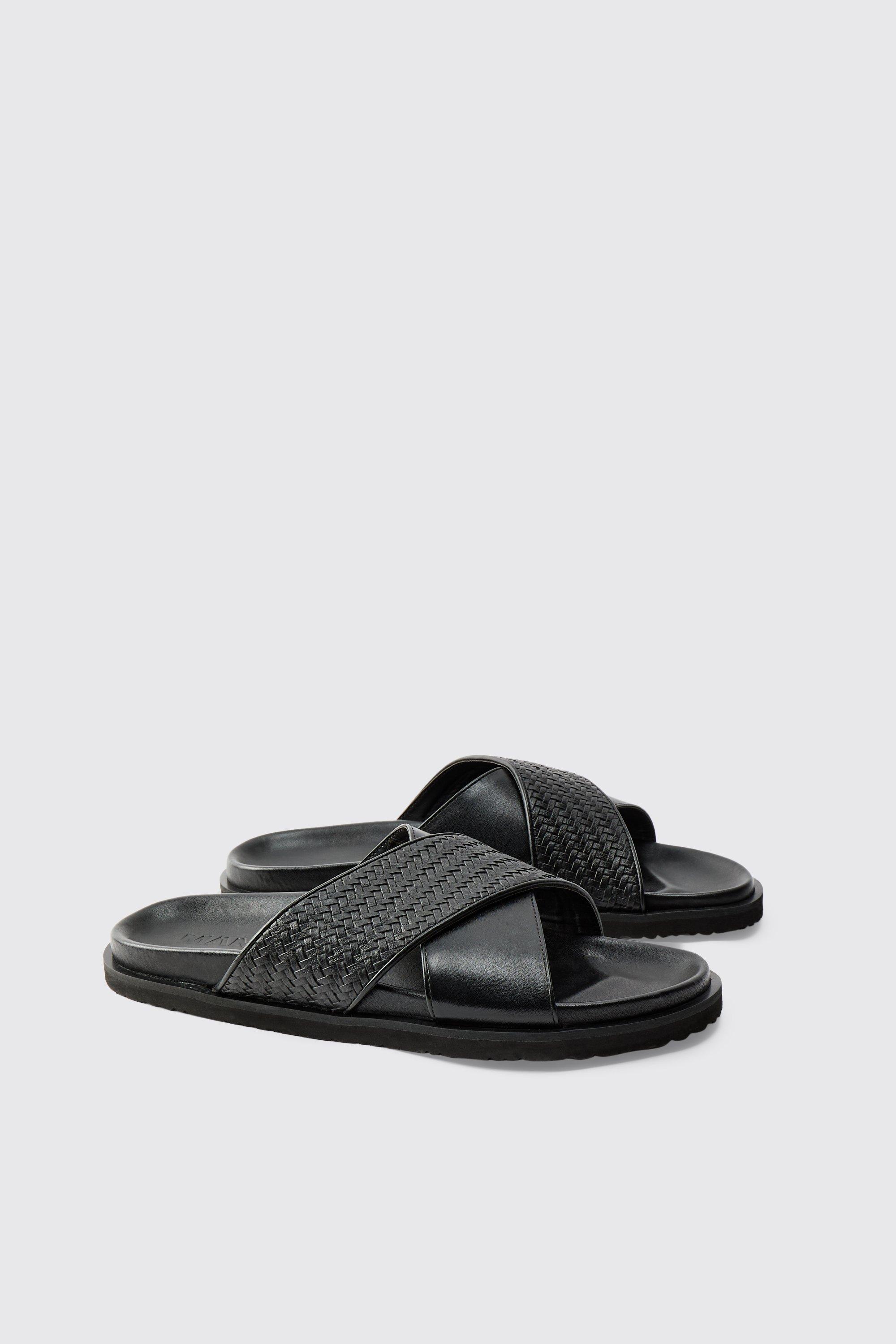 Boohoo Geweven Nepleren Sandalen, Black