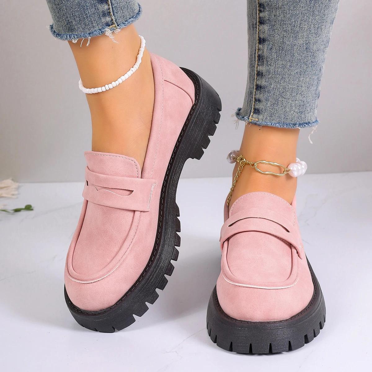 Fresh Steps 2024 Schoenen Dames Plus Size Loafers Dames Britse Stijl Platform Schoenen Kantoor Dames Licht Casual Designer Schoenen Zapatos De Mujer 35 bruin