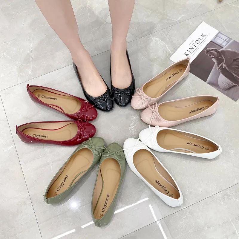 Soulstride Footwear Hub Ballet Flats Schoenen Dames Klassiekers Casual Loafers Rood Lakleer Dame Mode Design Strik Schoenen voor Dames Lente/Herfst 36 zwart