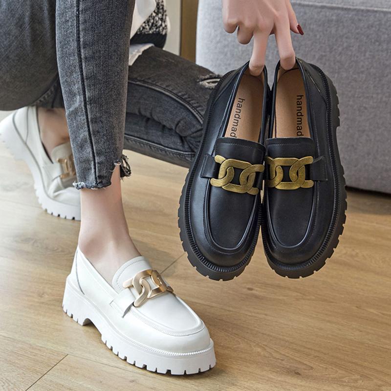 OS Women≈s Chunky Heel Retro College Style Loafers One Foot Stirrup Flat Shoes Plus Size Casual Office Shoes 44 wit